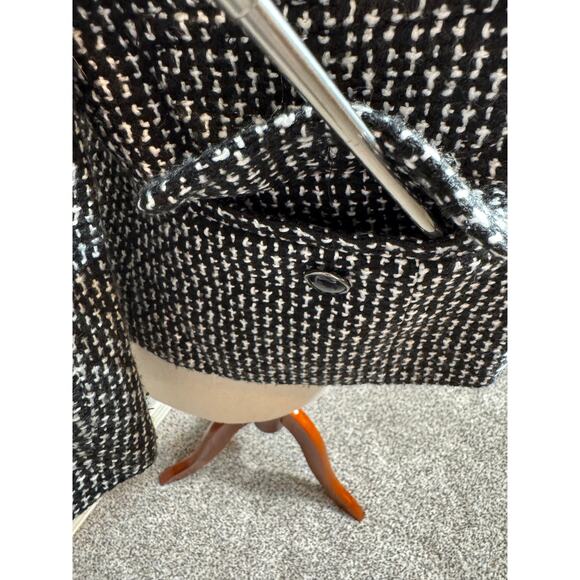 Sandro black & white tweed jacket blazer cropped collared button up lined Sz L - Picture 8 of 9